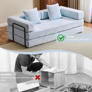 Divano Letto Convertibile Comodo con Supporto Lombare a Cuscino e Braccioli, Futon Lounge Sleeper C-Product - Product Image 6