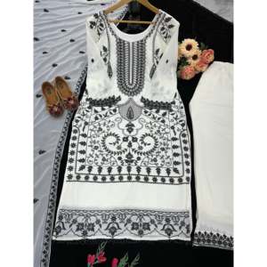Vêtements de soirée pour femmes de créateur haut bas et magnifique ensemble Dupatta - Product Image 6