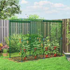 Gabbia per Piante 2,4m x 1,2m x 1,9m Verde con Porta Avvolgibile con Cerniera, Rete Protettiva per Giardino, Protezione per Animali e Piante - Product Image 2