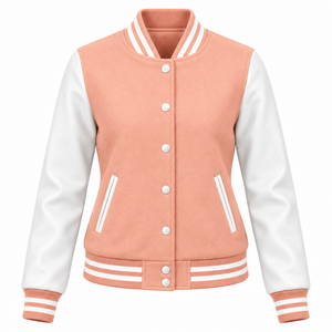 Plain Blank Men's Women's <b>Kids</b> <b>Varsity</b> <b>Jackets</b> Wholesale Rate OEM <b>Varsity</b> <b>Jackets</b> Wool Body Genuine Leather Sleeves - Product Image 2