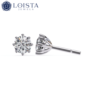 Pendientes Clásicos de Moda Luster Jewelry con Diamante Cultivado en Laboratorio de 2 Quilates y Oro Blanco de 18 Quilates para Mujer - Product Image 3