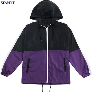 Veste imperméable pour homme, coupe-vent, à capuche, avec blocs de couleur, fermeture éclair, légère, sportive, pour le printemps - Product Image 4