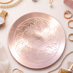 แผ่นทองแดงสำหรับชาร์จพลังงาน ดีไซน์อาร์ตเดโค ลายตารางหมากรุก ผลไม้ ดอกไม้ ชีวิต รูปทรงเรขาคณิตศักดิ์สิทธิ์ พลังงานเรกิ แผ่นคริสตัลบำบัด พลังงานบำบัดสำหรับการทำสมาธิ - Product Image 5