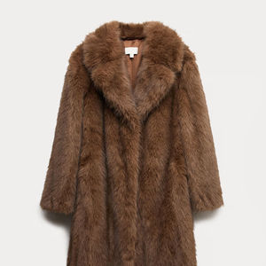 Vestes pour femmes de haute qualité, dernières tendances, en vente en gros, manteau long en peau de mouton avec col en fourrure de renard, vêtements d'extérieur en cuir tendance pour l'hiver - Product Image 4