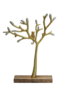 Sculpture d'arbre en aluminium avec accent oiseau - Figurine décorative élégante or et argent pour la maison, le bureau, la décoration de table d'art moderne - Product Image 3