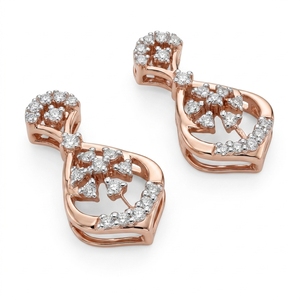 Women's Round Diamond Earrings | 9K Rose Gold | Lab Grown & Natural Diamond - Product Image 2