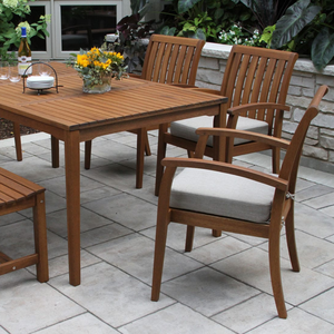 Silla de Comedor Moderna y Contemporánea de Altura Ajustable, Hecha de Madera de Teca Sólida con Acabado Natural para Uso en Exteriores - Product Image 2