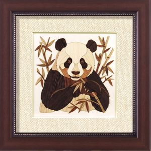 Veneer Handcrafted Wooden Panda Marquetry <b>Wall</b> <b>Frame</b> | 3D Layered Inlay Art for Living Room, Bedroom & Office Decor - Product Image 1