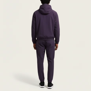 ชุดเซ็ตเสื้อผ้าผู้ชายลายวาฟเฟิลถักแบบสองชิ้น คอลเลคชั่นฤดูหนาว 2025 พร้อมโลโก้สั่งทำพิเศษ เสื้อครอปแขนยาวมีฮู้ดแบบซิป ชุดลำลอง - Product Image 3