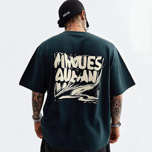 T-shirt noir surdimensionné pour homme Panther avec impression de lettres au dos, style streetwear, manches courtes, col rond, jersey de coton - Product Image 4