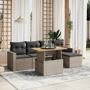 Conjunto de Sofá de Jardín de Ratán Gris con Almacenamiento, Muebles de Exterior de 4 Plazas, Diseño Contemporáneo - Product Image 3