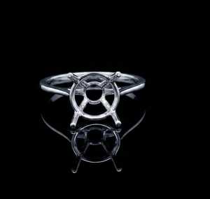 Monture de bague vierge en argent sterling 925 pour pierre ronde, solitaire à 4 griffes, semi-monture, pour la création de bijoux de fiançailles DIY - Product Image 2