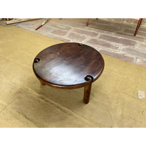 Mid-Century Modern Solid Acacia Wood Living Room <b>Set</b> | Handcrafted 2-Seater Rattan <b>Bench</b> & Round Coffee <b>Table</b> | japandi <b>table</b> - Product Image 4