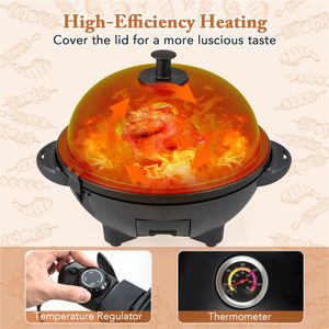 Barbecue a Gas con Affumicatore 1200W, Griglia Elettrica con Doppia Zona di Cottura 2-in-1, da Terra e da Tavolo per 6-10 Persone - Product Image 6