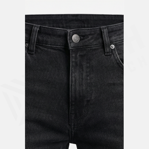 Jean en denim coupe droite délavé foncé pour homme, taille haute, coupe slim, en coton, style décontracté, pantalon d'automne - Product Image 4