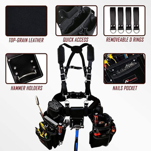 Ceinture porte-outils en cuir noir robuste pour électricien et charpentier, en cuir durable, à vendre - Product Image 4