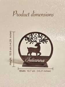 Ornement de Noël personnalisé en bois en forme de cerf, découpé au laser, rustique, pour table, objets décoratifs de fêtes - Product Image 4