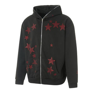 Luxury Style Men's Rhinestone Hoodie Streetwear Zip-up Hooded <b>Sweatshirt</b> Casual Hip Hop Winter Fashion High Street Custom Hoodie - Product Image 2