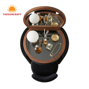 Girls Dream Corner Makeup <b>Vanity</b> Set - Modern Oak Wood Beauty Table with Mirror & Chair Cheap Supply - Product Image 1