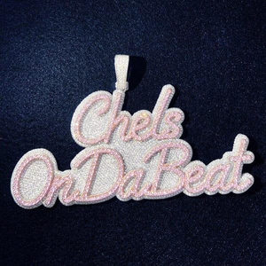 Joyería Fina Personalizada, Colgante de Plata 925 con Letra Inicial, Estilo Hip Hop, con Moissanita, Colgante Bicolor con Incrustaciones de Diamantes - Product Image 3