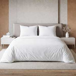 Juego de Sábanas Blancas 100% Algodón 300 Hilos, Funda de Edredón Lisa para Cama Matrimonial, Estilo Simple para Hotel u Hogar, Tamaño Super King - Product Image 1