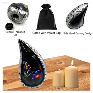 Handcrafted Aluminum Tear Drop Memorial <b>Ash</b> <b>Keepsake</b> Urn Tribute Holder Designed With Secure Decorative Lid Closure - Product Image 5