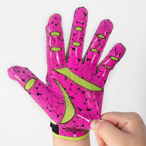 Guantes de fútbol de dedo completo con estampado de monstruo rosa y verde, antideslizantes, para deportes al aire libre, unisex, para todas las estaciones, con cierre de gancho y bucle. - Product Image 6