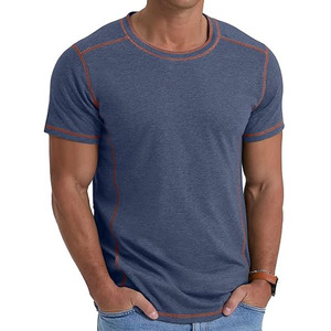 Camiseta Informal para Hombre OEM de Alta Calidad, Camiseta de Algodón Ajustada de Manga Corta con Cuello Redondo y Color Sólido - Product Image 1