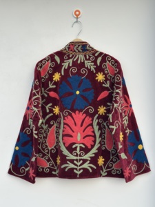 Handcrafted Vintage Floral Embroidered Suzani <b>Jacket</b> Boho Open Front Eco-Friendly Breathable Autumn <b>Velvet</b> Plus Size High - Product Image 5