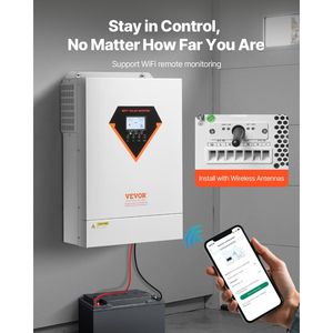 Onduleur solaire hybride 6000W tout-en-un à onde sinusoïdale pure, alimentation 48V CC monophasé 220/230V CA intégré - Product Image 4