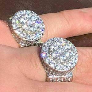 Anillo de Compromiso con Diamante Moissanite de Corte Brillante Redondo Estilo Iced Out, Anillo de Boda de Plata de Ley 925, Joyería Hip Hop para Hombre - Product Image 6