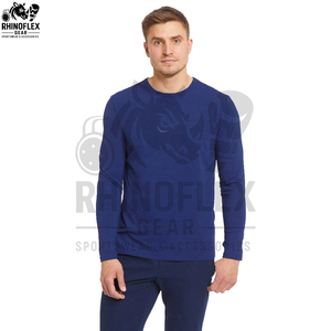 Camiseta de Manga Larga para Hombre, Corte Regular, Venta al por Mayor, Informal, Transpirable, Tela de Lona, Poliéster/Algodón, Ropa de Verano - Product Image 2