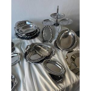 Assiettes rondes en métal avec bols pour servir les aliments, articles hôteliers, vaisselle de table en argent, 100% laiton - Product Image 2