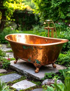 Baignoire en cuivre de designer, fabriquée à la main, un accessoire de luxe offrant confort, élégance et une performance durable pour la salle de bain - Product Image 1