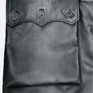 men's Genuine fur <b>Leather</b> Vintage Woven Print <b>Long</b> Trench <b>jacket</b> Plus Size Outdoor Casual Waterproof Eco-Friendly Standard - Product Image 3