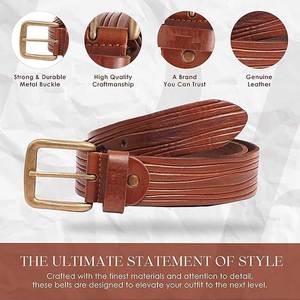 วัสดุคุณภาพพรีเมียมสำหรับเข็มขัดหนังสไตล์สมาร์ทแคชชวล อุปกรณ์เสริมที่เชื่อถือได้สำหรับการใช้งานประจำวันสำหรับผู้ชาย เข็มขัดหนัง - Product Image 3