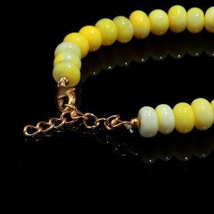 Peruvian Yellow Opal Smooth Rondelle <b>Beads</b> <b>Bracelet</b> 8 To 9mm Opal Beaded <b>Bracelet</b> Natural Opal Stone Jewelry For Women Best Rate - Product Image 2