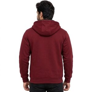 Adjustable Hood Front Pockets Casual Streetwear Soft Fleece Men <b>Full</b> <b>Zip</b> <b>Hoodie</b> Lightweight Fabric Comfortable Construction - Product Image 2