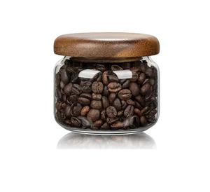 Frascos pequeños de vidrio con tapas herméticas, contenedor para café con tapa de madera, recipiente de vidrio para despensa para granos, arroz y azúcar - Product Image 4