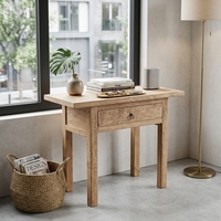 Table console d'extérieur en bois de teck massif naturel, table d'appoint, mobilier de patio, table de bistrot, table utilitaire, pour jardin, terrasse, appartement, parc