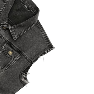Gilet en jean vintage pour femme, décontracté, couleur unie, boutonné sur le devant, délavage clair, coton, taille haute, coupe ajustée, style automne, respirant - Product Image 3