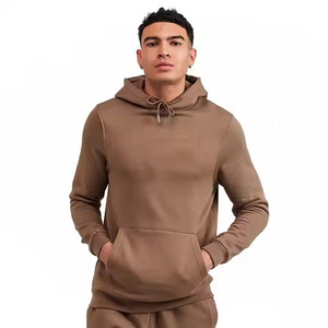 Conjunto Deportivo con Capucha para Hombre, Color Sólido, Sudadera y Pantalones de Manga Larga con Bolsillos Laterales, Transpirable, de Algodón, para Otoño - Product Image 4