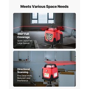 Kit Livella Laser Rotante Autolivellante a 360 Gradi da 1650ft con Telecomando, Scala, Treppiede, Ricevitore e Trasmissione Laser Rossa Orizzontale - Product Image 6