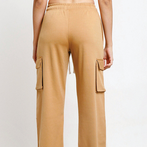 Women's Fleece Cargo <b>Pants</b> Mid Waist Drawstring Solid Color Loose Fit Full Length Casual Streetwear With Pockets Autumn Wear - Product Image 5