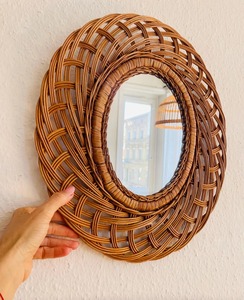 Espejo de ratán para decoración de restaurante, habitación, vestíbulo de resort, espejo de pared bohemio natural, elegante adorno interior tejido a mano de la India. - Product Image 4