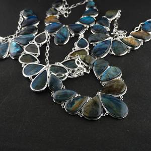 Handcrafted Pear Labradorite Necklace 925 Sterling Silver Bridal Gemstone Pendant Elegant Jewelry Gift Women - Product Image 5