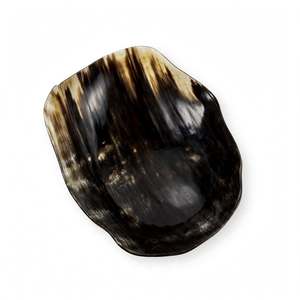 Bol décoratif moderne en corne naturelle de qualité supérieure, écologique, fait main, forme irrégulière ondulée, motifs noir, marron, crème, luxe - Product Image 5