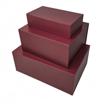 Boîte cadeau pliable de luxe en carton rigide mat de couleur bordeaux avec logo personnalisé de qualité supérieure, fermeture magnétique, vide