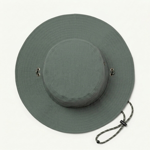 Unisex <b>Green</b> Bucket Hat Adjustable Brim Outdoor Casual Spring Summer Adult Hat Solid Color Polyester Canvas Style - Product Image 3