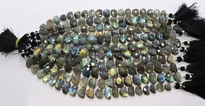 Perles fantaisie facettées en forme de D en labradorite naturelle, perles de pierres précieuses labradorite à reflets bleus, perles fantaisie de forme rare, perles de labradorite - Product Image 6